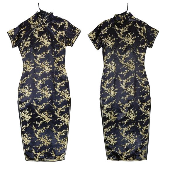 Traditional‎ Chinese Cheongsam Qipao Dress L(M) Mandarin Collar Gothic Darkfairy - Picture 1 of 10